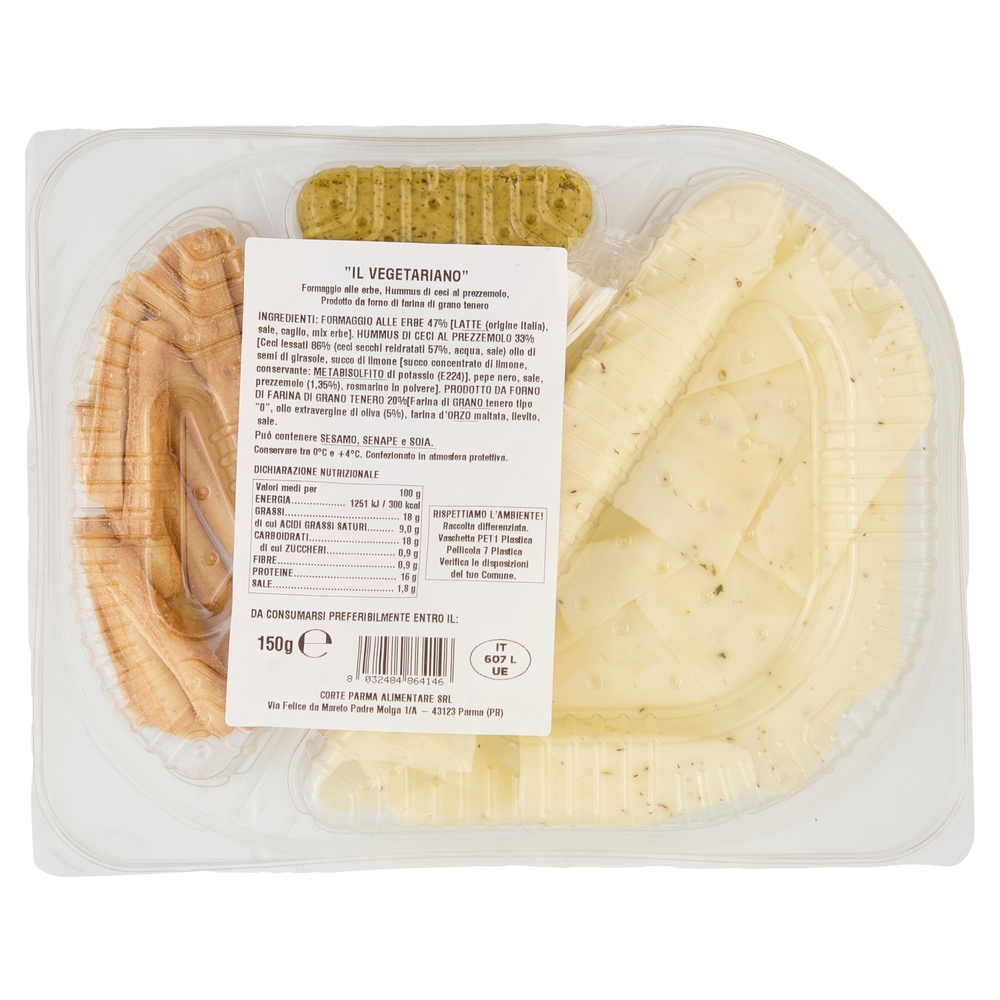 Amoretti Apri & Gusta Vegetariano Formaggio alle erbe, Hummus, Grissini 150 g
